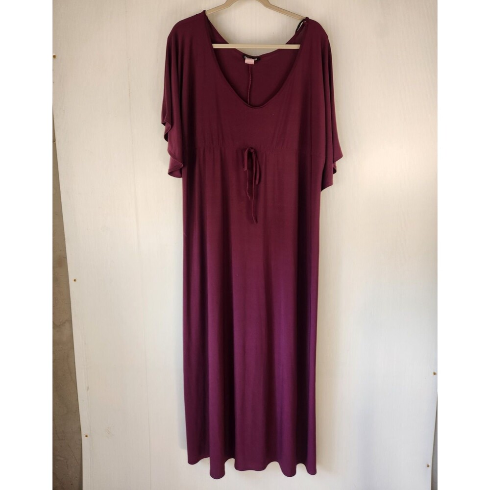 Star Vixen Maxi Dress XL Burgundy Solid Scoop Neck Short Batwing Sleeve